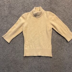 Shirin 100% Cashmere Vintage Cream White Mock Neck SweaterTop Shirt Y2K, XS